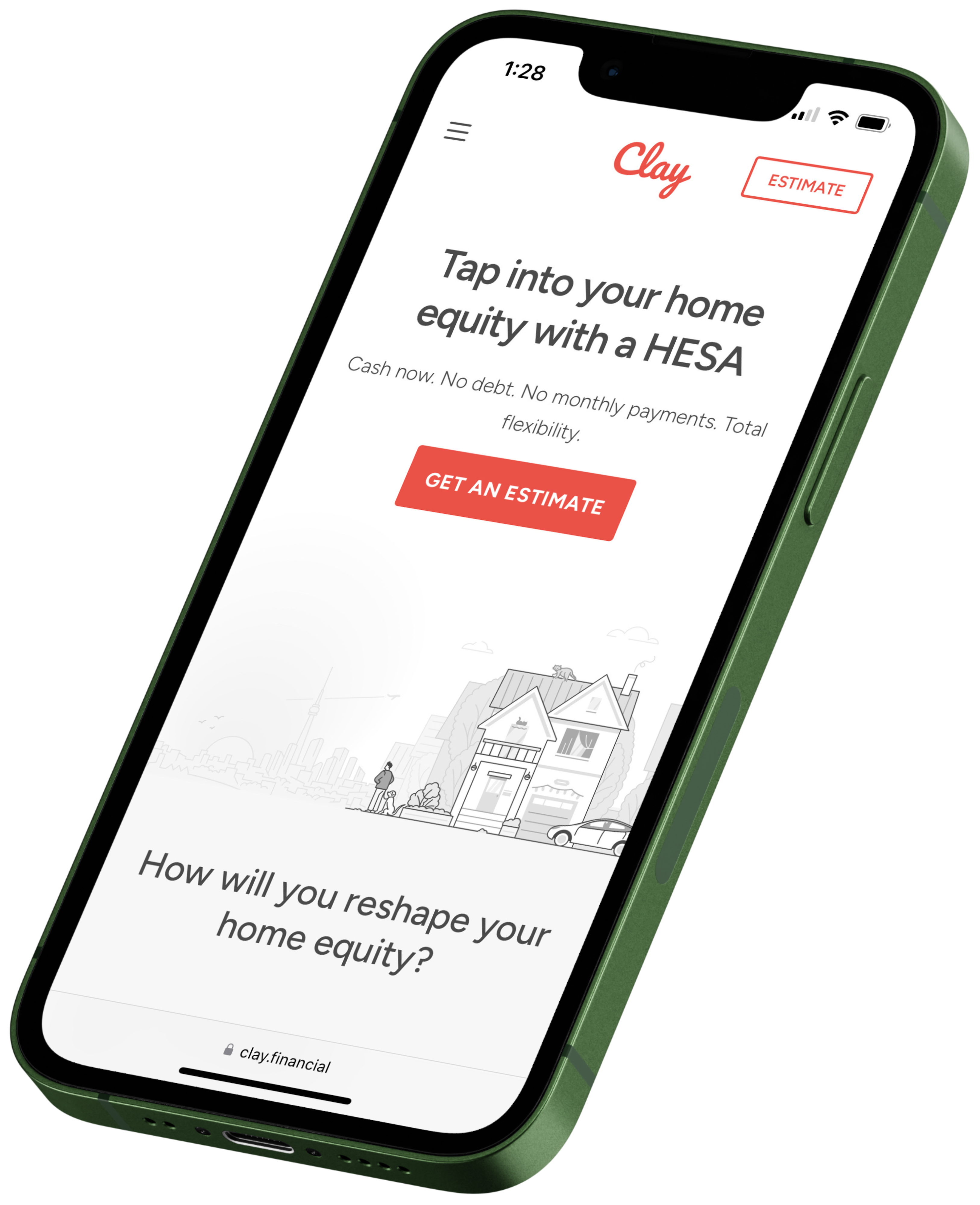 Clay Financial's new website on iPhone