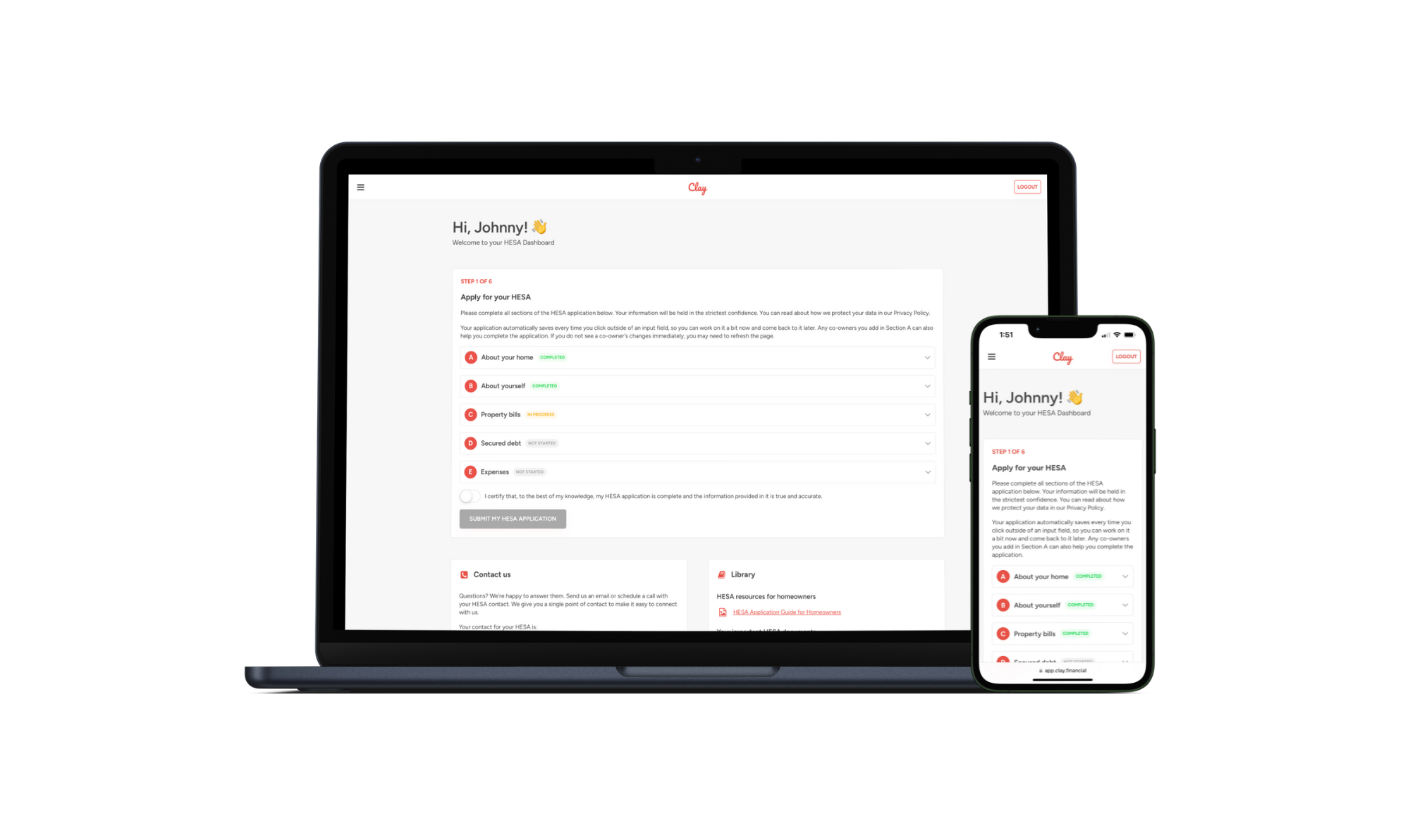 Picture of Clay Financial's HESA Dashboard on laptop and mobile