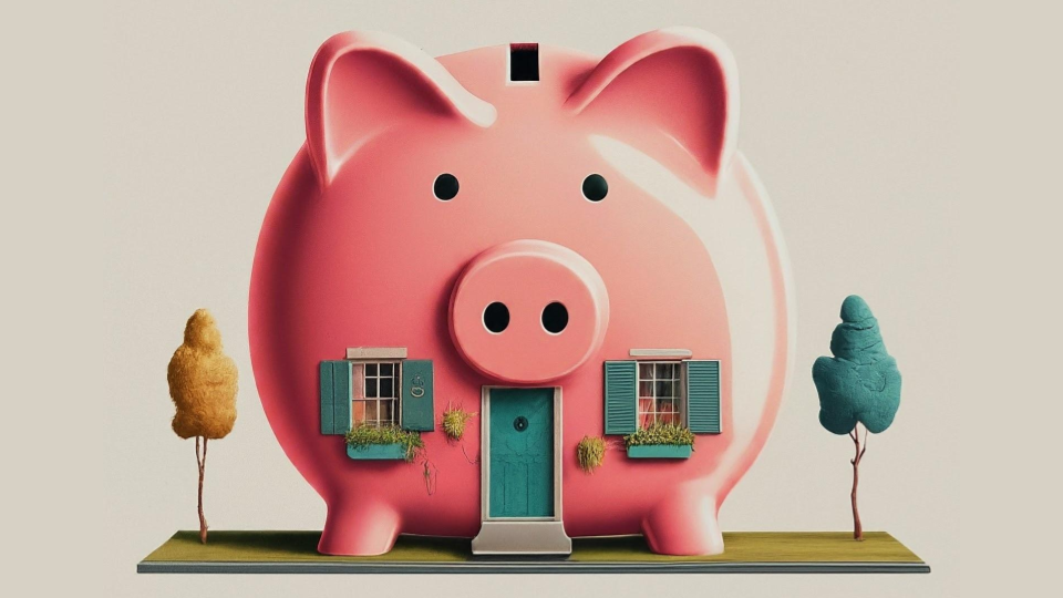 Illustration of a house in the form of a piggy bank